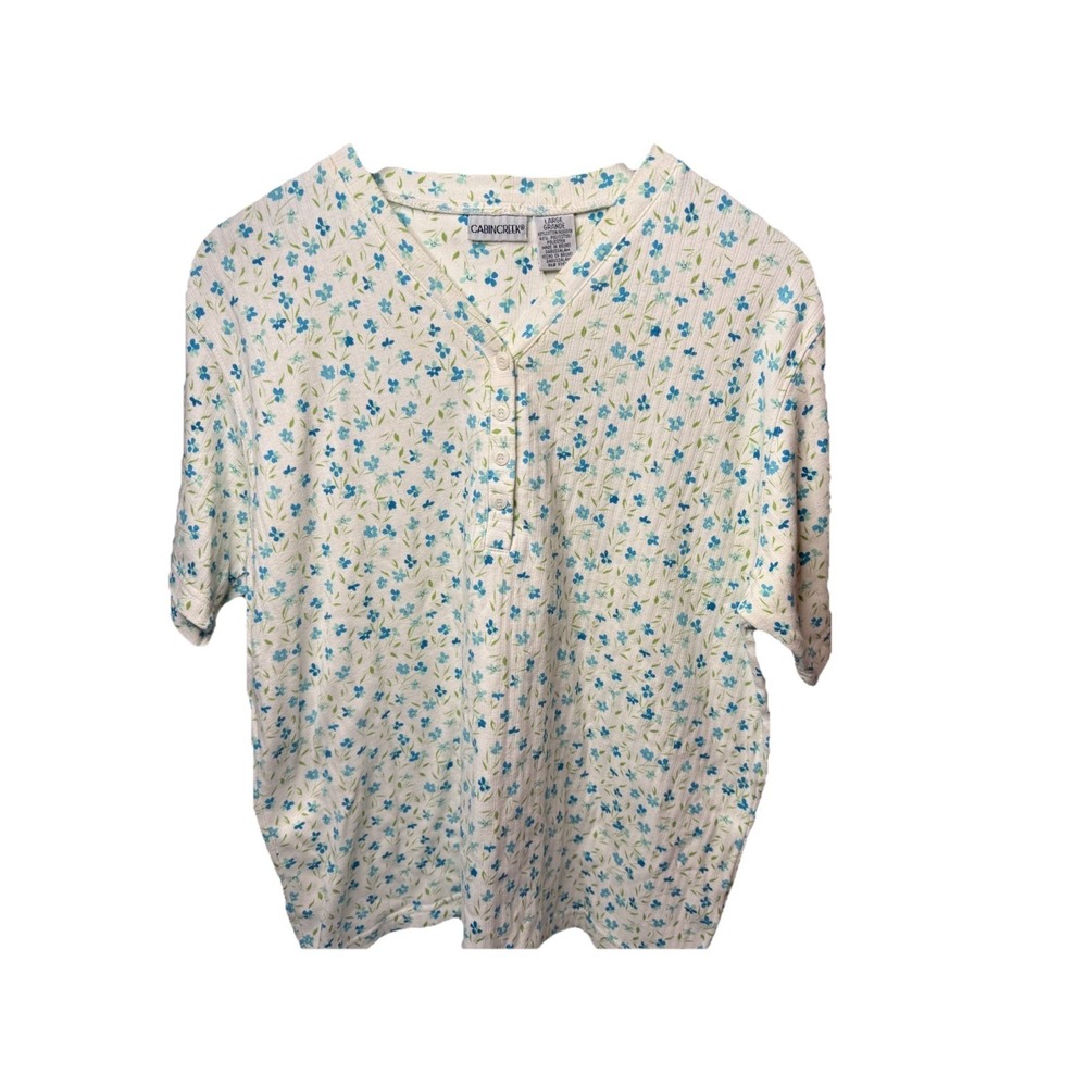 Cabin Creek Women's Blue Floral Shirt with Buttons Size Large